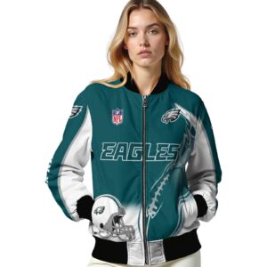 personalized philadelphia eagles flaming football green white jacket latest model jacketwow