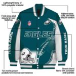 personalized philadelphia eagles flaming football green white jacket best selling jacketwow