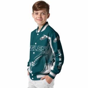 personalized philadelphia eagles flaming football green white jacket trendy jacketwow