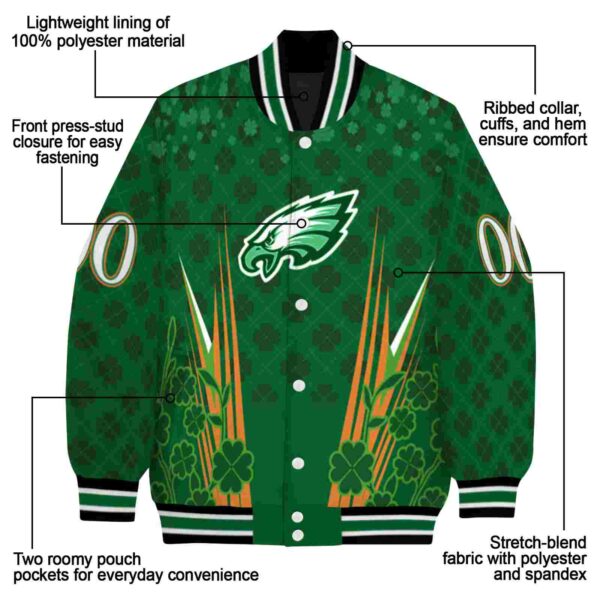 personalized philadelphia eagles shamrock pattern green jacket new arrival jacketwow
