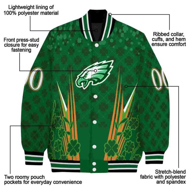personalized philadelphia eagles shamrock pattern green jacket new arrival jacketwow