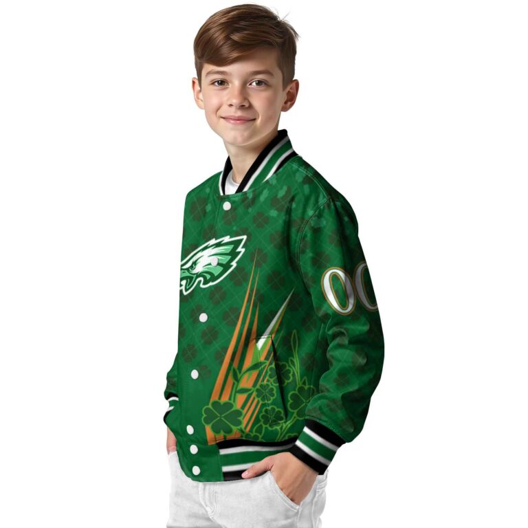 personalized philadelphia eagles shamrock pattern green jacket trendy jacketwow