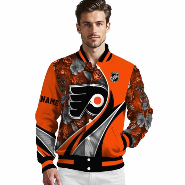 personalized philadelphia flyers floral print orange jacket high quality jacketwow