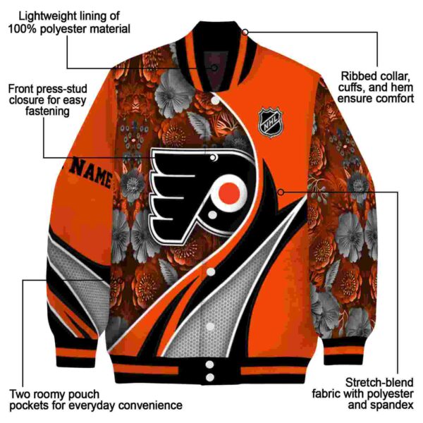 personalized philadelphia flyers floral print orange jacket new arrival jacketwow