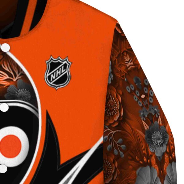 personalized philadelphia flyers floral print orange jacket premium grade jacketwow
