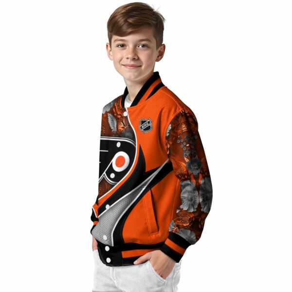 personalized philadelphia flyers floral print orange jacket trendy jacketwow