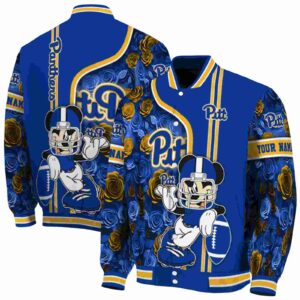 personalized pittsburgh panthers rose mickey royal blue jacket fashion forward jacketwow