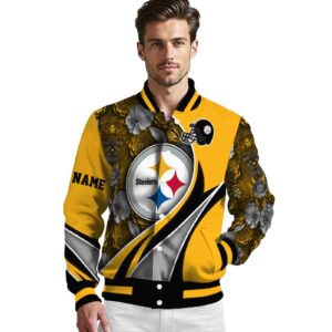 personalized pittsburgh steelers floral print gold jacket high quality jacketwow
