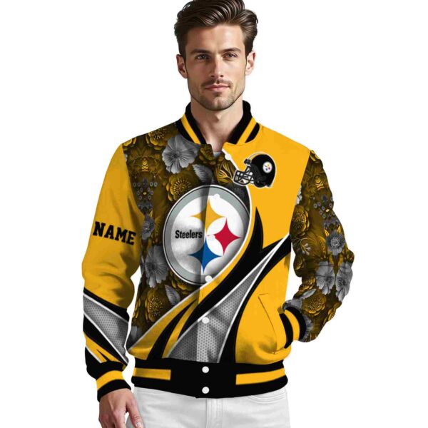 personalized pittsburgh steelers floral print gold jacket high quality jacketwow