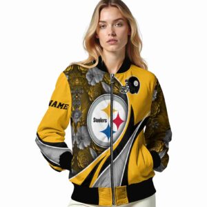 personalized pittsburgh steelers floral print gold jacket latest model jacketwow