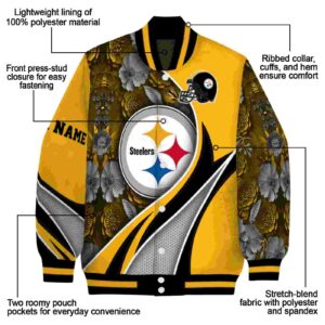 personalized pittsburgh steelers floral print gold jacket new arrival jacketwow