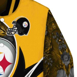 personalized pittsburgh steelers floral print gold jacket premium grade jacketwow