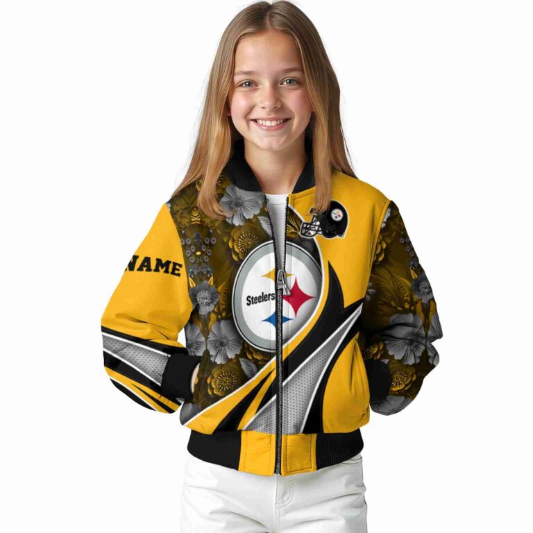 personalized pittsburgh steelers floral print gold jacket top rated jacketwow