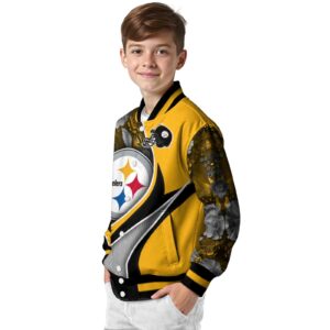 personalized pittsburgh steelers floral print gold jacket trendy jacketwow