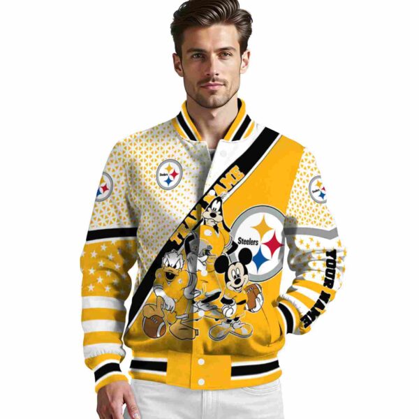 personalized pittsburgh steelers mickey donald goofy gold white jacket high quality jacketwow