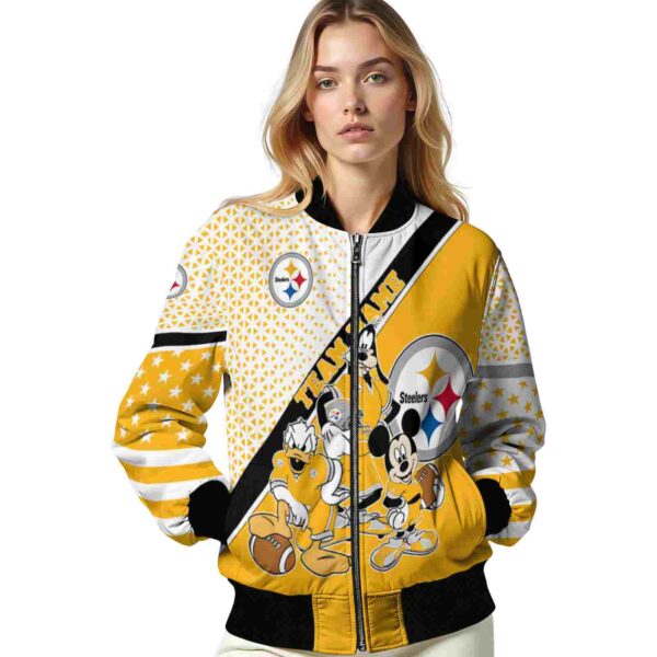 personalized pittsburgh steelers mickey donald goofy gold white jacket latest model jacketwow
