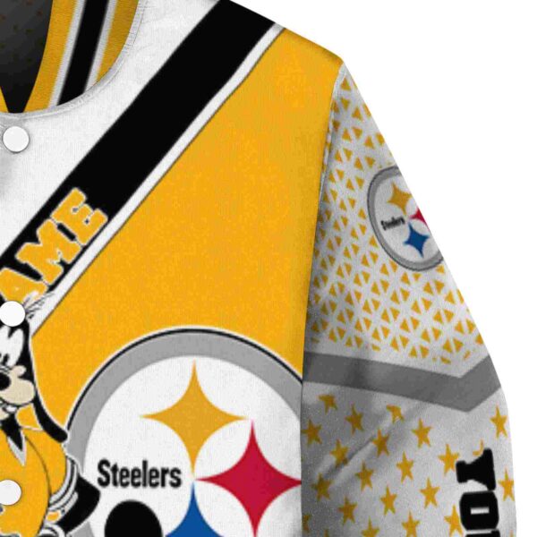 personalized pittsburgh steelers mickey donald goofy gold white jacket premium grade jacketwow