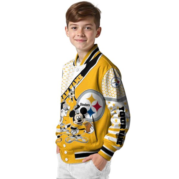 personalized pittsburgh steelers mickey donald goofy gold white jacket trendy jacketwow