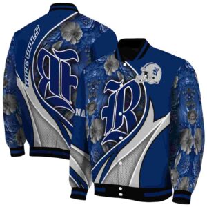 personalized rice owls floral print navy blue jacket fashion forward jacketwow
