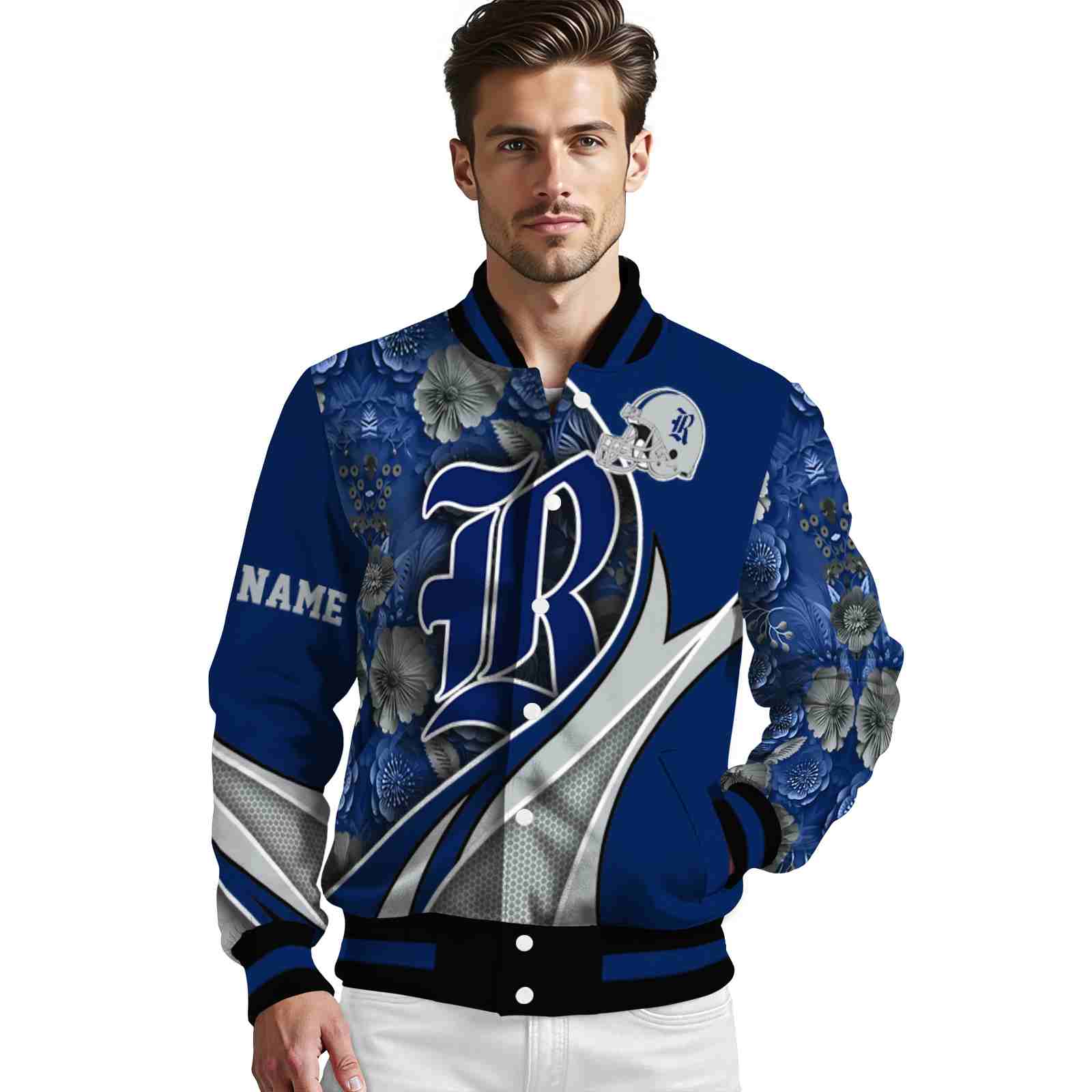 personalized rice owls floral print navy blue jacket high quality jacketwow personalized rice owls floral print navy blue jacket high quality jacketwow