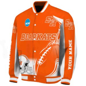 personalized sam houston bearkats flaming football orange white jacket best selling jacketwow