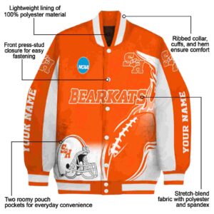 personalized sam houston bearkats flaming football orange white jacket new arrival jacketwow
