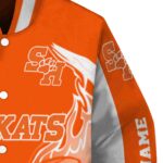 personalized sam houston bearkats flaming football orange white jacket best selling jacketwow