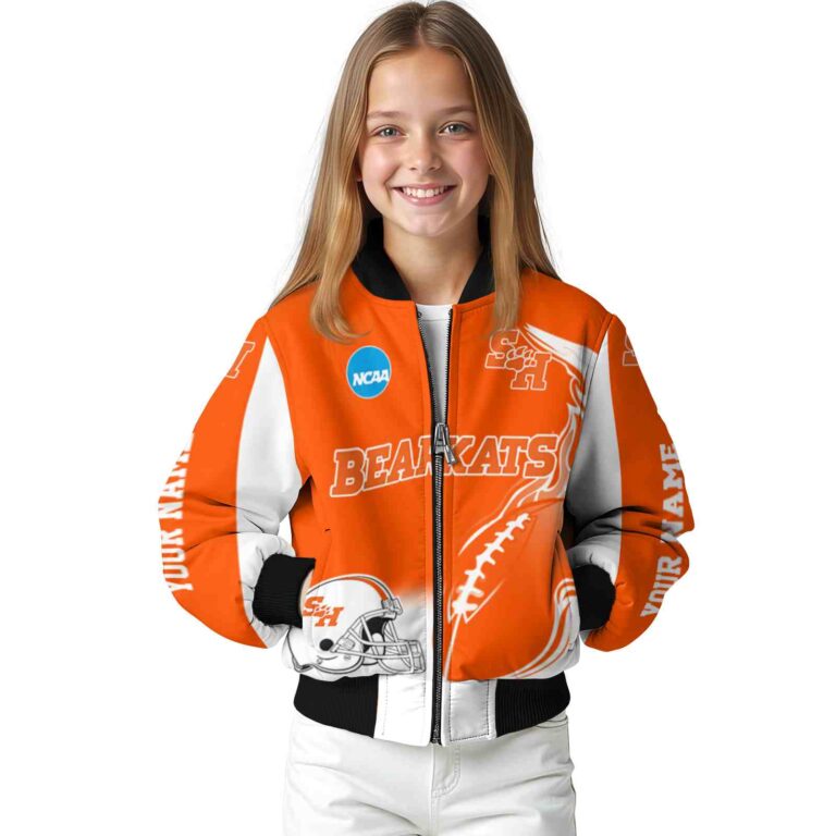 personalized sam houston bearkats flaming football orange white jacket top rated jacketwow