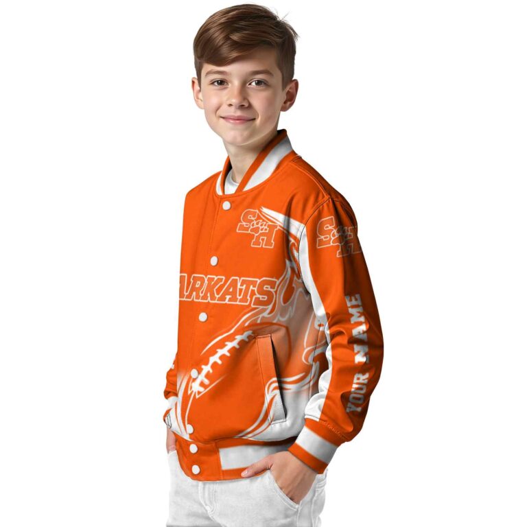 personalized sam houston bearkats flaming football orange white jacket trendy jacketwow