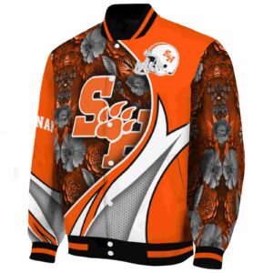 personalized sam houston bearkats floral print orange jacket best selling jacketwow