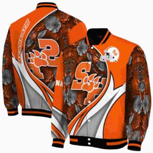 personalized sam houston bearkats floral print orange jacket fashion forward jacketwow