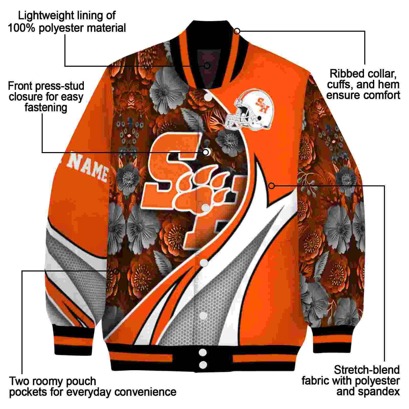 personalized sam houston bearkats floral print orange jacket new arrival jacketwow personalized sam houston bearkats floral print orange jacket new arrival jacketwow