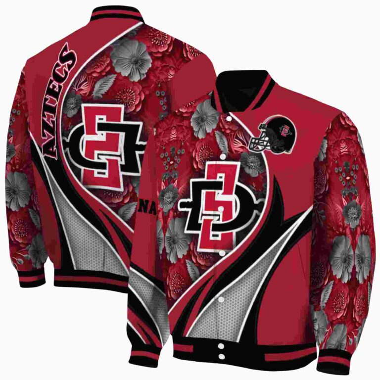 personalized san diego state aztecs floral print red jacket fashion forward jacketwow