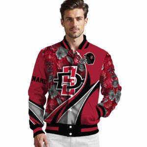 personalized san diego state aztecs floral print red jacket high quality jacketwow
