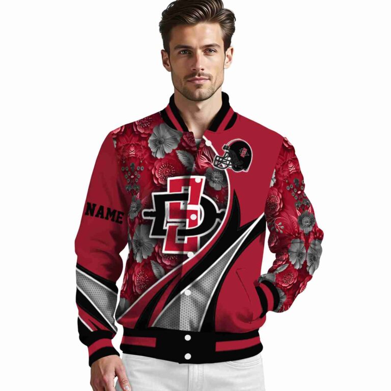 personalized san diego state aztecs floral print red jacket high quality jacketwow