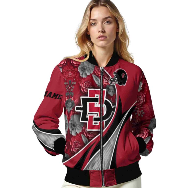 personalized san diego state aztecs floral print red jacket latest model jacketwow