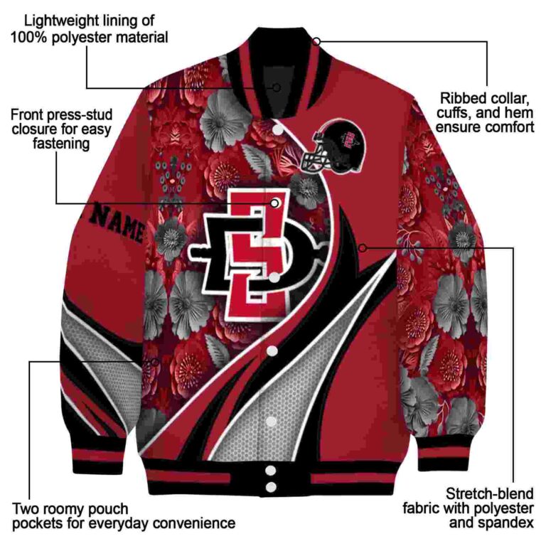 personalized san diego state aztecs floral print red jacket new arrival jacketwow