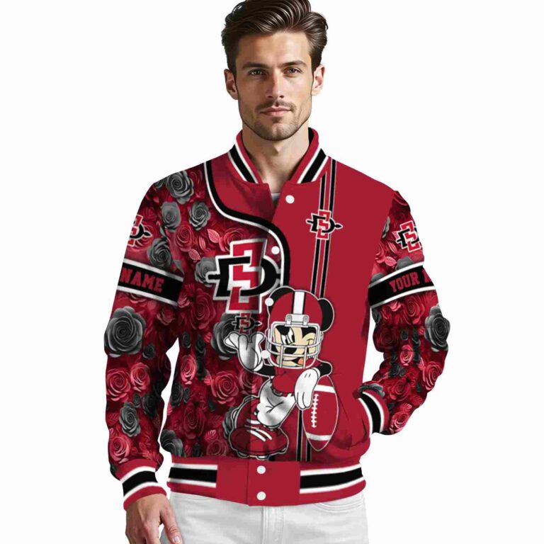 personalized san diego state aztecs rose mickey red jacket high quality jacketwow
