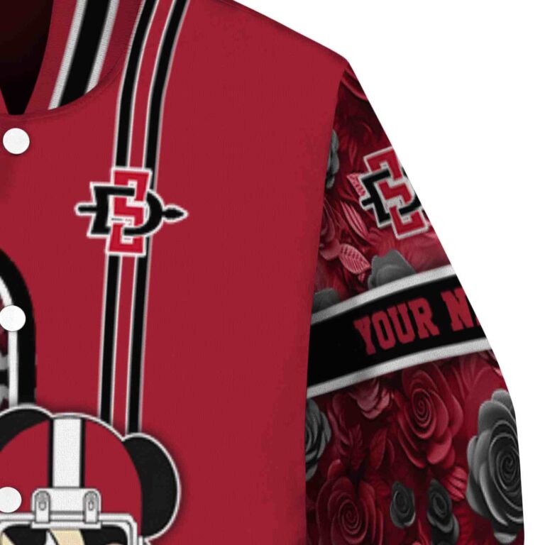 personalized san diego state aztecs rose mickey red jacket premium grade jacketwow