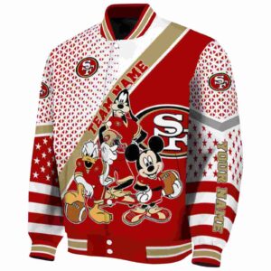 personalized san francisco 49ers mickey donald goofy red white jacket best selling jacketwow