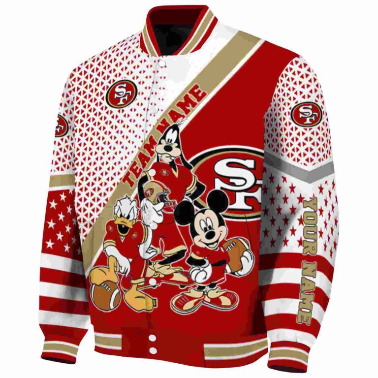 personalized san francisco 49ers mickey donald goofy red white jacket best selling jacketwow