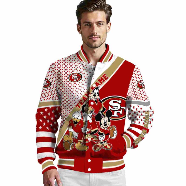 personalized san francisco 49ers mickey donald goofy red white jacket high quality jacketwow