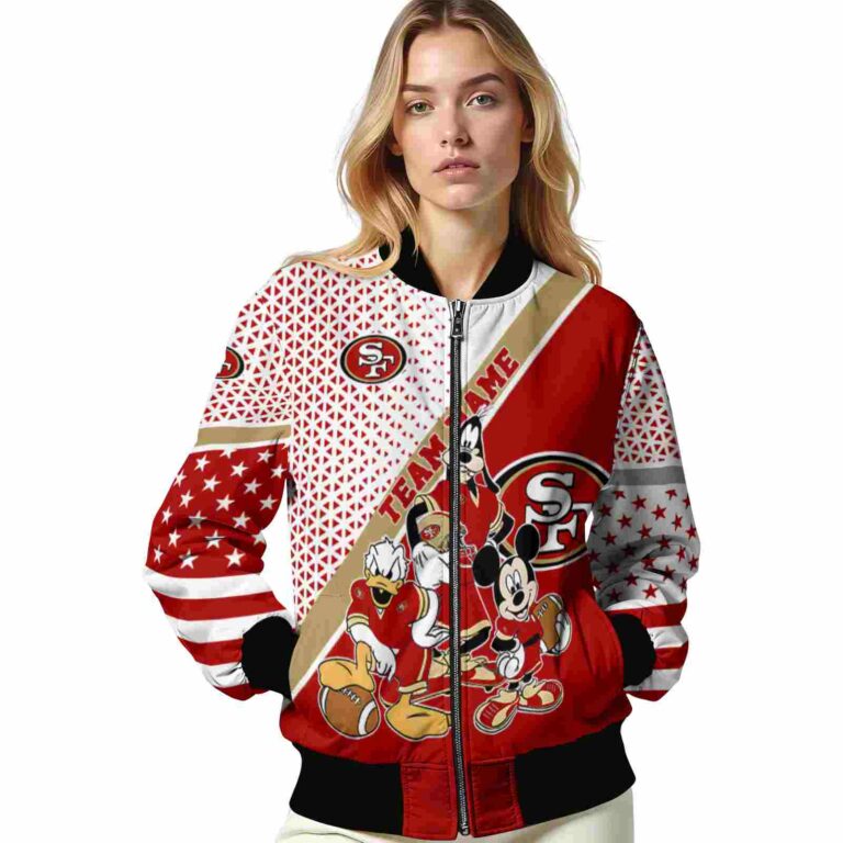 personalized san francisco 49ers mickey donald goofy red white jacket latest model jacketwow