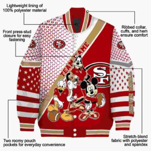 personalized san francisco 49ers mickey donald goofy red white jacket new arrival jacketwow