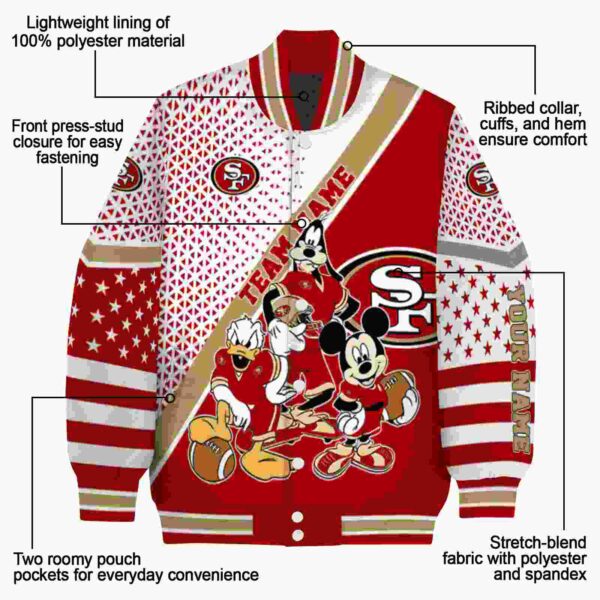 personalized san francisco 49ers mickey donald goofy red white jacket new arrival jacketwow