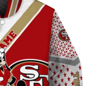 personalized san francisco 49ers mickey donald goofy red white jacket premium grade jacketwow
