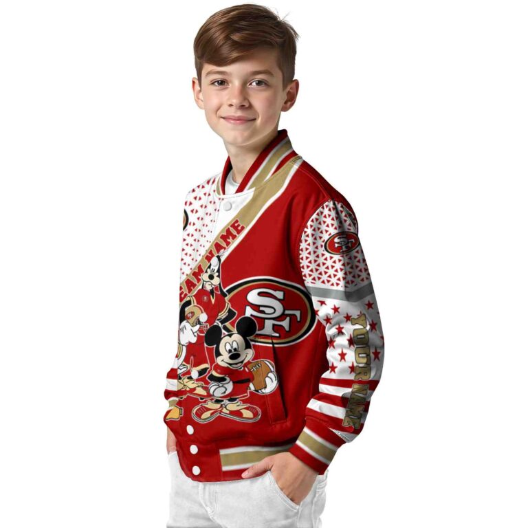 personalized san francisco 49ers mickey donald goofy red white jacket trendy jacketwow