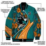 personalized san jose sharks floral print teal jacket best selling jacketwow