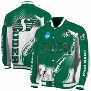 personalized saskatchewan roughriders flaming football green white jacket fashion forward jacketwow