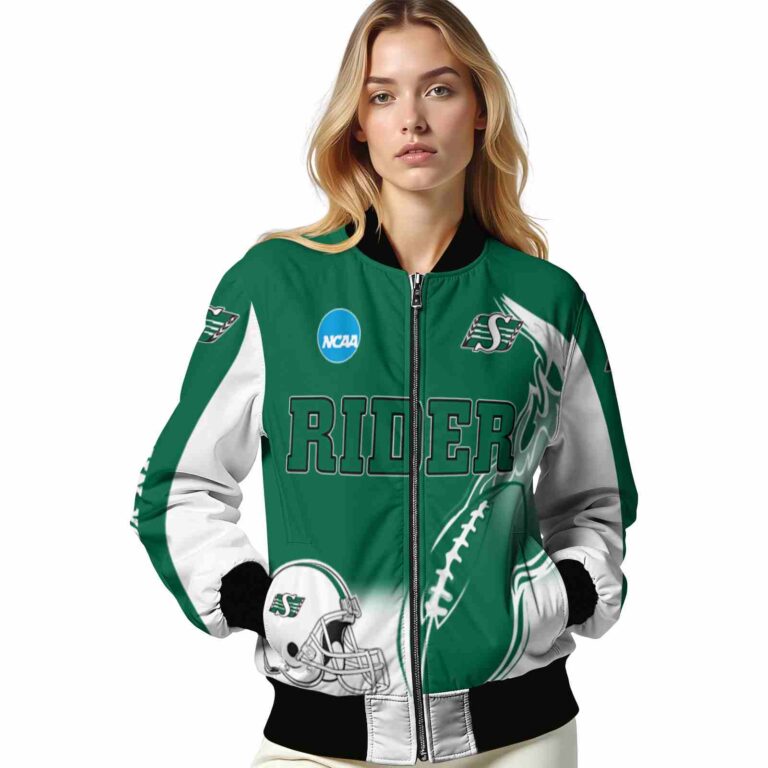 personalized saskatchewan roughriders flaming football green white jacket latest model jacketwow